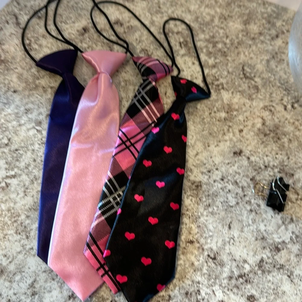 Ties 10” unisex ties set of 4. Attached elastic cord goes under the color